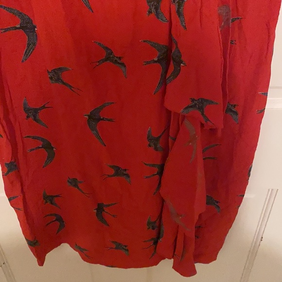 ASOS Red Bird Print Wrap Dress - Picture 9 of 10